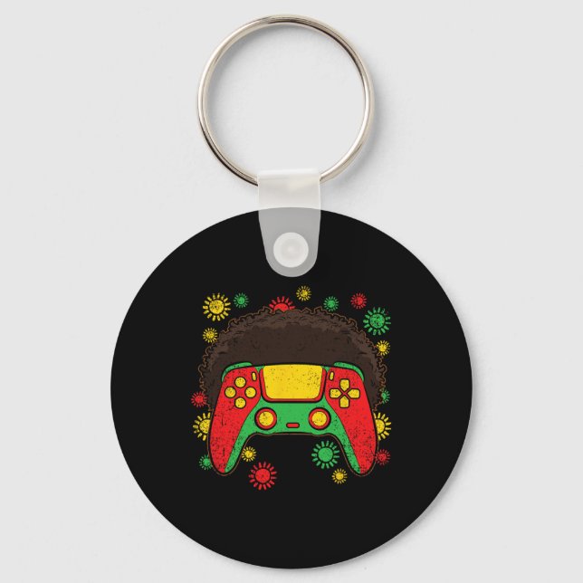 Controller Afro Black History Monat Gaming Gamer 1 Schlüsselanhänger (Vorderseite)