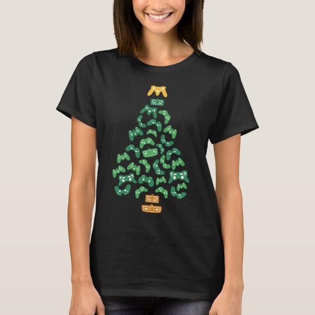 Controller Christmas Tree Pajama Cool Xmas Gaming T-Shirt (Vorderseite)
