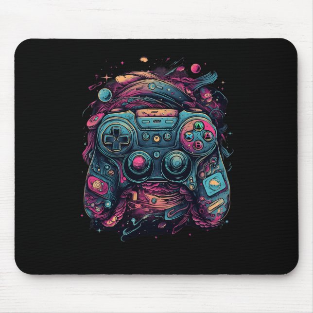 Controller Gaming Rave Gamer Nerd Abstrakt PC Game Mousepad (Vorne)
