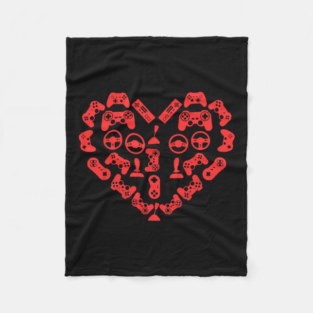 Controller Heart Valentinstag Cool Gaming Gamer Fleecedecke (Vorderseite)