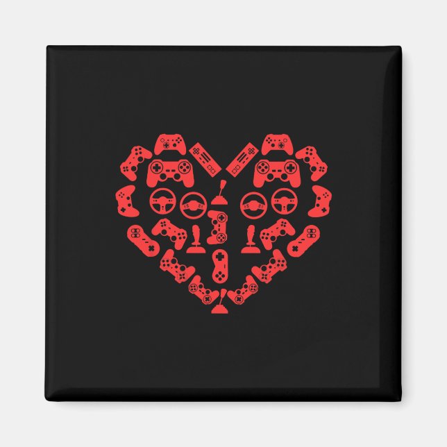 Controller Heart Valentinstag Cool Gaming Gamer Magnet (Vorne)