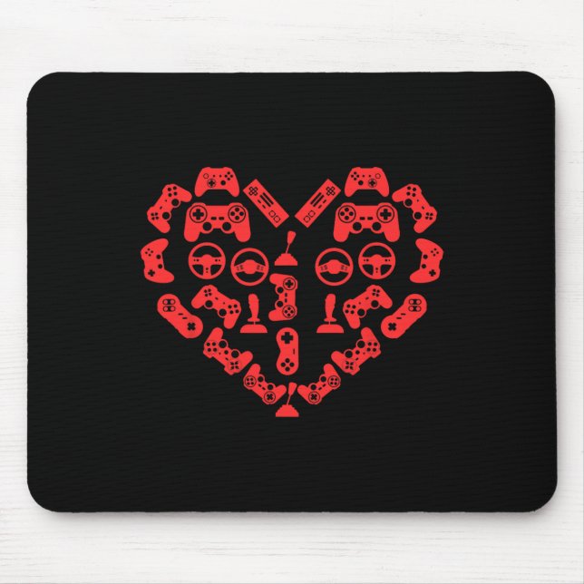 Controller Heart Valentinstag Cool Gaming Gamer Mousepad (Vorne)