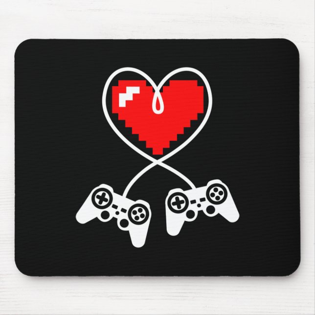 Controller Heart Video Gamer Valentinstag Gamin Mousepad (Vorne)