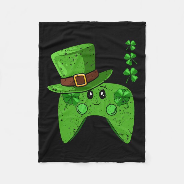 Controller Kleeblatt St Patricks Day Gaming Gamer Fleecedecke (Vorderseite)