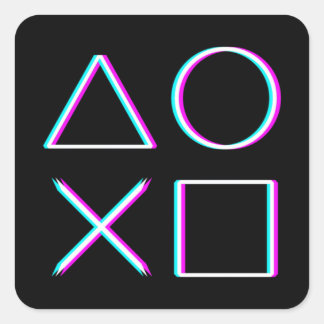 Controller-Tasten Neon-Glitch-Art Gamer Quadratischer Aufkleber