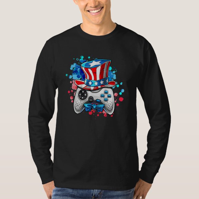 Controller Uncle Sam Game American 4th July Boy T-Shirt (Vorderseite)