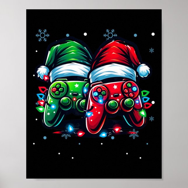 Controller-Weihnachtsmannmütze WeihnachtsGamer Poster (Vorne)