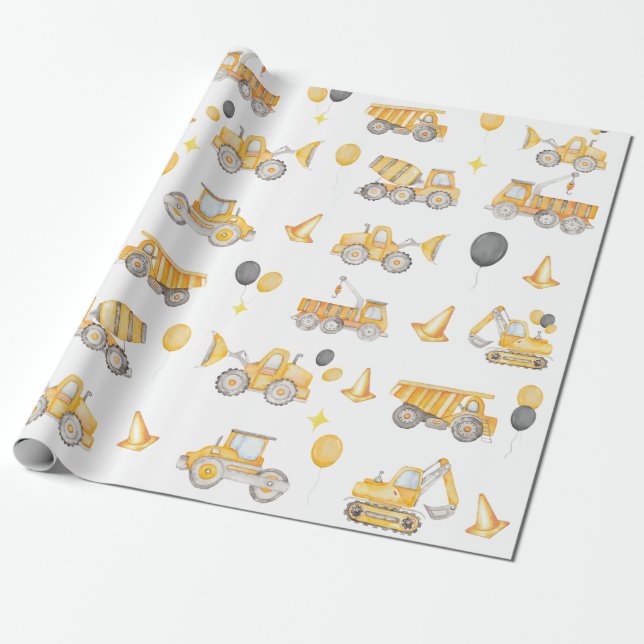 Contruction Birthday Wrapping Paper Geschenkpapier (Ungerollt)