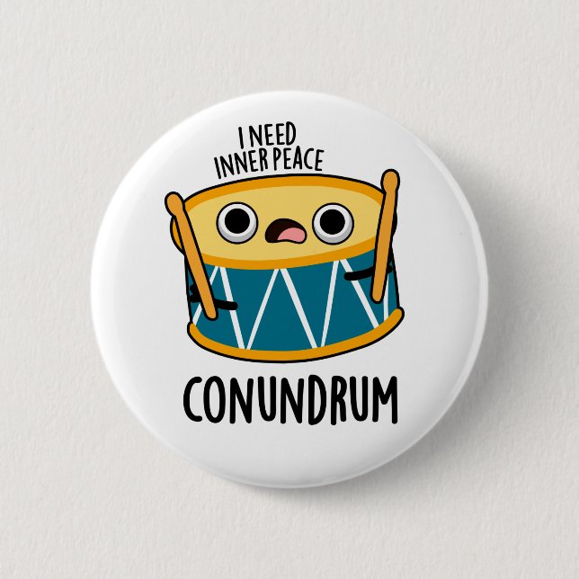 Conundrum Funny Drummer Drum Puff Button (Vorderseite)