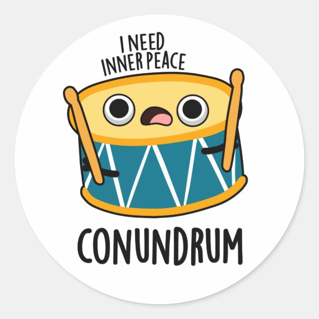 Conundrum Funny Drummer Drum Puff Runder Aufkleber (Vorderseite)
