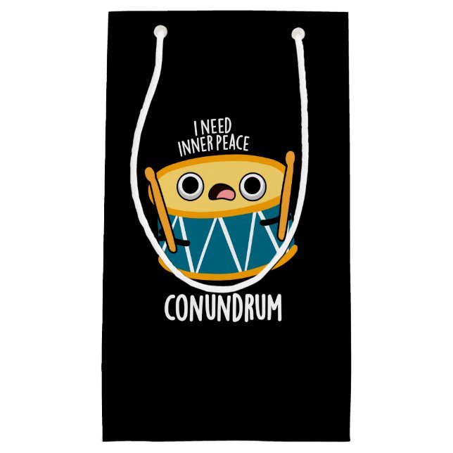 Conundrum Funny Drummer Drum Pun Dark BG Kleine Geschenktüte (Vorderseite)