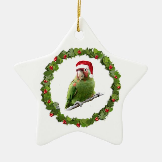 Conure Christmas Wreath Keramikornament (Vorne)