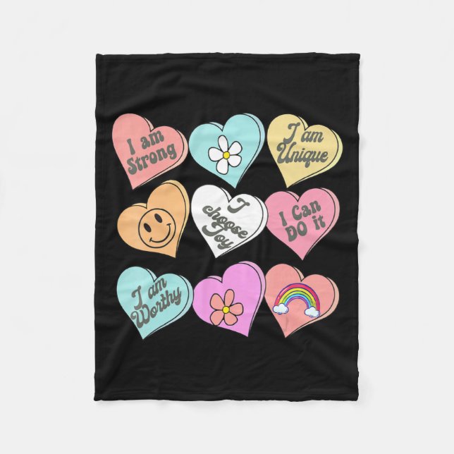 Conversation Hearts Groovy Valentines Day Cute Tea Fleecedecke (Vorderseite)