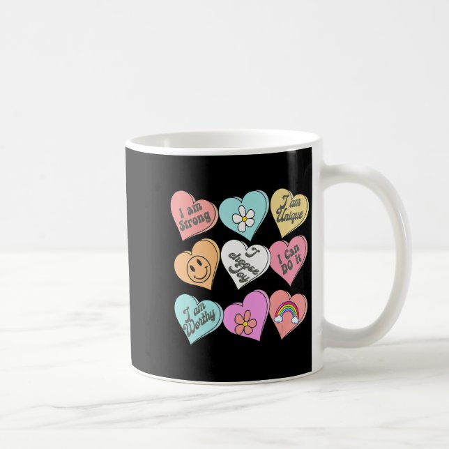Conversation Hearts Groovy Valentines Day Cute Tea Kaffeetasse (Rechts)