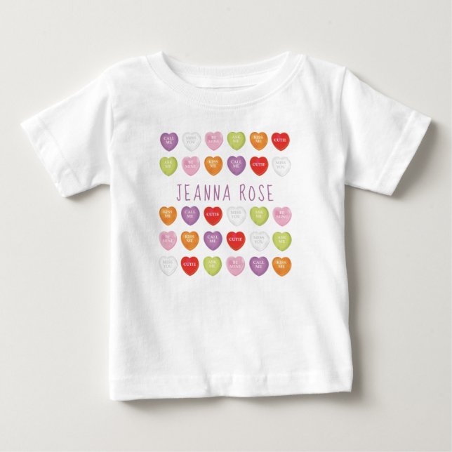 Conversation Hearts Personalisiert Baby T Shirt (Vorderseite)