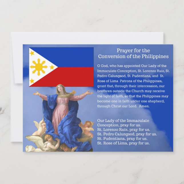 Conversion catholique Philippines Prière Carte Sai (Devant)