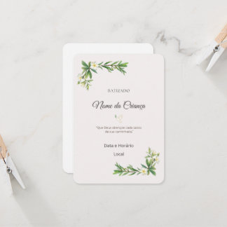 Convite de Batizado Floral Elegante | Personalizad Einladung