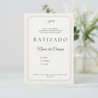Convite de Batizado Personalizável Elegante Einladung