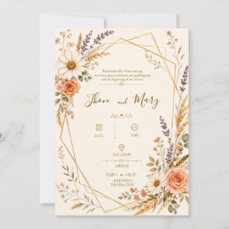 Convite de Casamento Moderno Rustico Floral Einladung