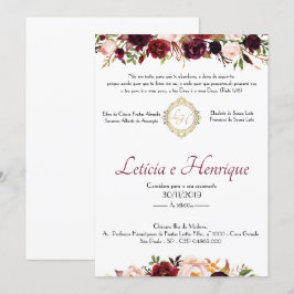 Convite para Casamento - Marsala | Frente Einladung