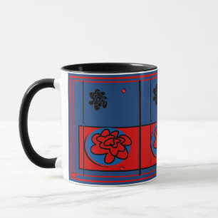 Convivial tasse de café à fleurs rouge vif