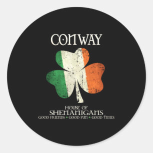 Conway Nachname Familie Irland Irisches Haus von S Runder Aufkleber