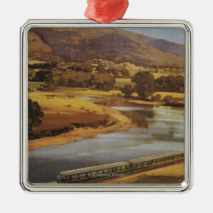 Conway Tal-Szenen-britisches Eisenbahn-Plakat Silbernes Ornament