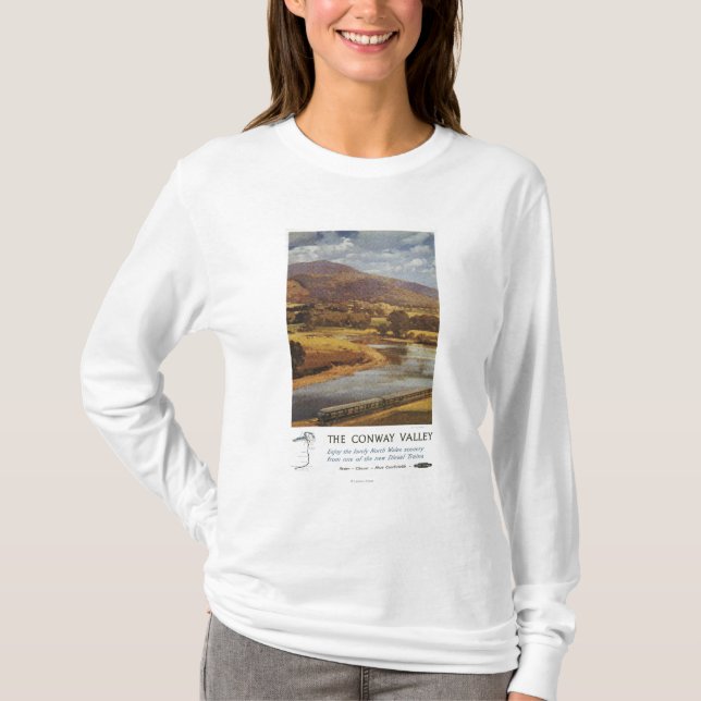 Conway Tal-Szenen-britisches Eisenbahn-Plakat T-Shirt (Vorderseite)