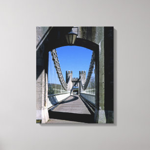 Conwy Suspension Bridge Conwy North Wales Postcard Leinwanddruck