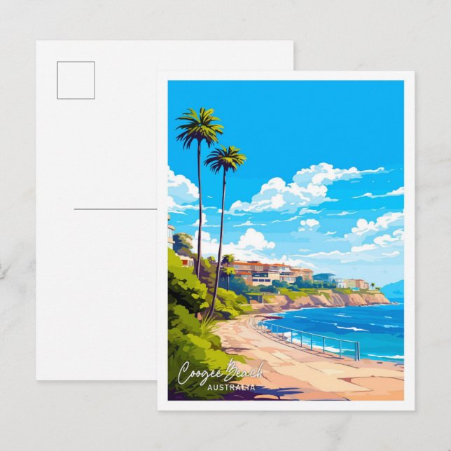 Coogee Beach Australia Reisen Vintage Abbildung Postkarte (Vorne/Hinten)
