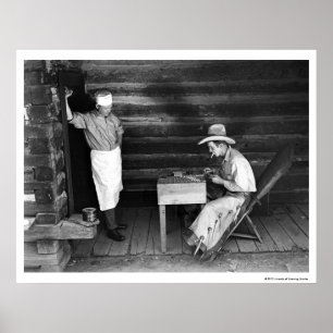 Cook beim Kartenspielen eines Cowboys Poster