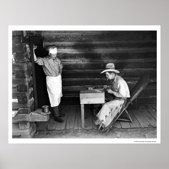 Cook beim Kartenspielen eines Cowboys Poster (Vorne)