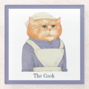 COOK CAT Glass Drink Untersetzer + Text