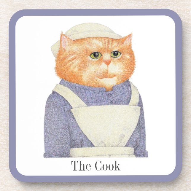 COOK CAT Hartkunststoff-Untersetzer + Text Getränkeuntersetzer (Vorderseite)