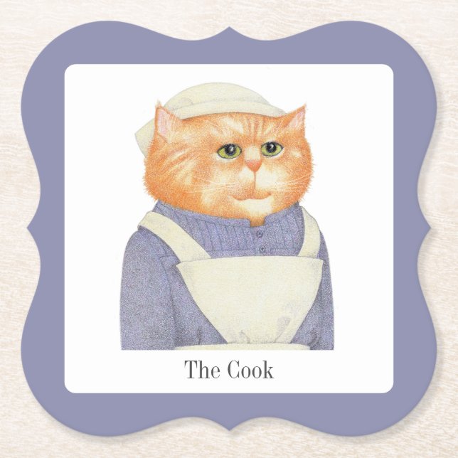 COOK CAT-Klammer Papier Untersetzer + Text (Vorderseite)