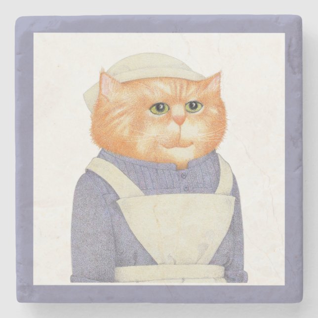 COOK CAT Marmorstein Untersetzer (Vorderseite)