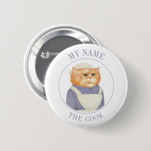COOK CAT Name Abzeichen Button Button II (Vorne & Hinten)