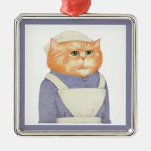 COOK CAT Premium Square Ornament Aus Metall