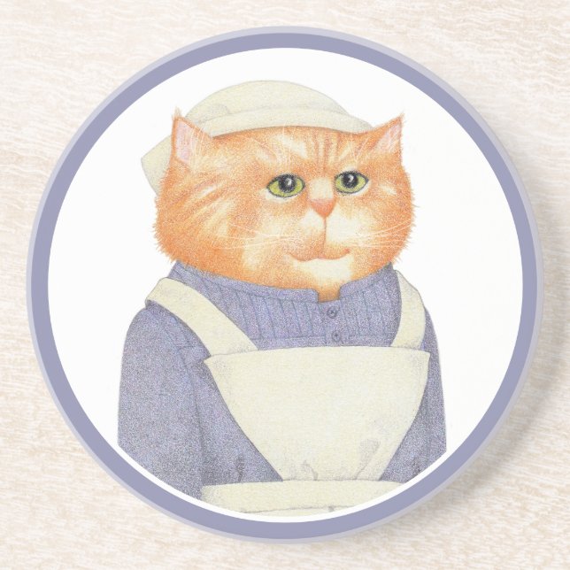 COOK CAT Round Sandstone Untersetzer (Vorne)
