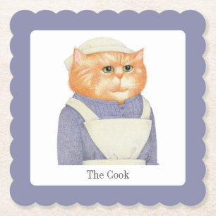 COOK CAT skalierte quadratische Untersetzer + Text