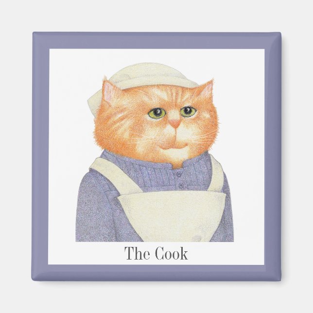COOK CAT Square Magnet + Text (Vorne)