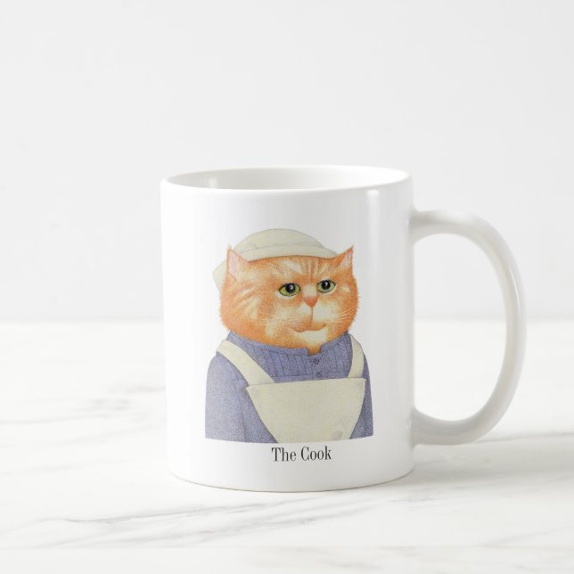 COOK CAT Weiße Tasse + Text (Rechts)