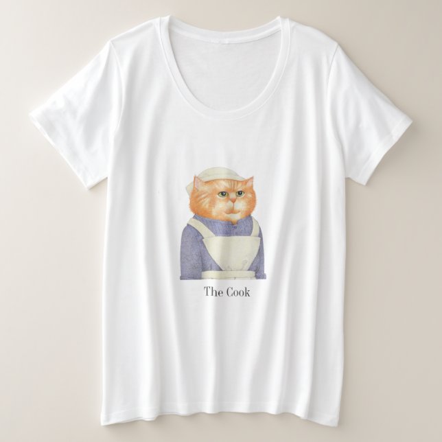 COOK CAT Women's Plus Size T - Shirt (Design vorne)