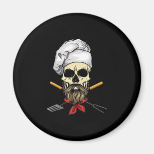 Cook Grill Master Koch Skull Face Halloween Gesche Magnet