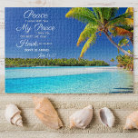 Cook Island - John 14:27 Bible Verse<br><div class="desc">Notiz: Man kann einfach den Namen und die Unterschrift der Person ignorieren, weil dieser Teil völlig verborgen war. Man kauft einfach das Puzzle so, wie es ist, oder man kann sie bearbeiten, wenn man will.~ Dieses wunderschöne Puzzle zeigt ein atemberaubendes Foto des Strandes von Cook Island als Hintergrund, wobei der...</div>