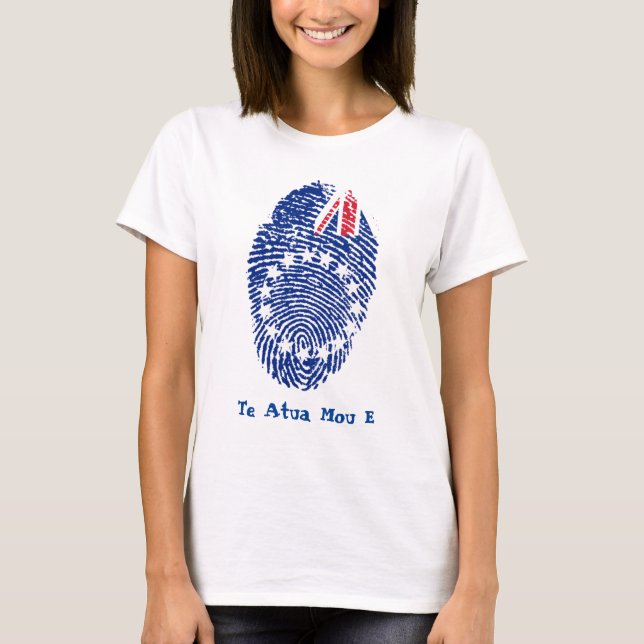 Cook Islands Flag Fingerprint T-Shirt (Vorderseite)