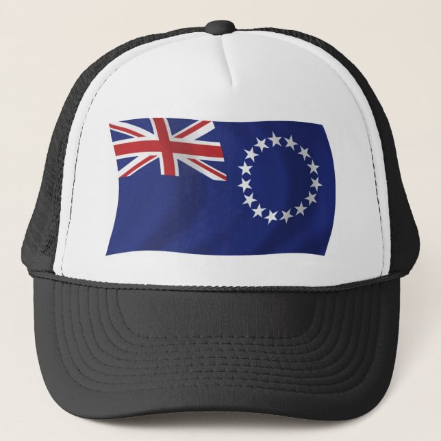Cook Islands Flag Hat Truckerkappe (Vorderseite)