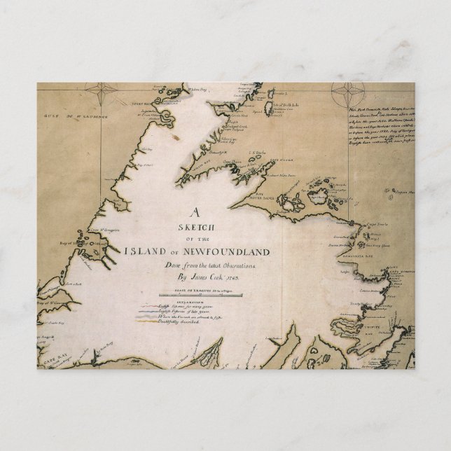 COOK: NEWFOUNDLAND, 1763 POSTKARTE (Vorderseite)