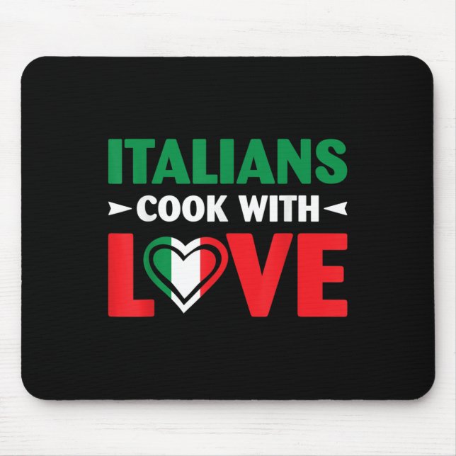 Cook With Love Italian Chef Funny Sayings Quotes  Mousepad (Vorne)