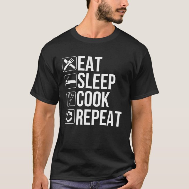Cooker essen Schlaf Koch wiederholen T-Shirt (Vorderseite)